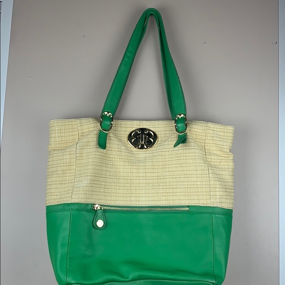 Emma Fox Straw and Leather Handbag